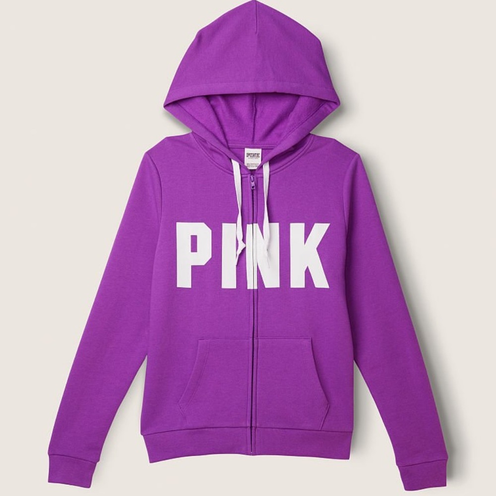 PINK Sweater Zipper Hoodie Purple size XL